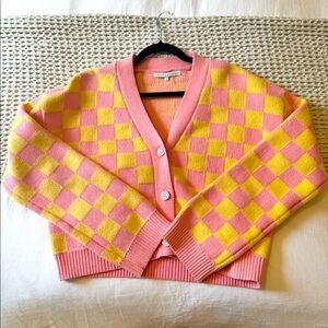 English Factory knitted checkered cardigan